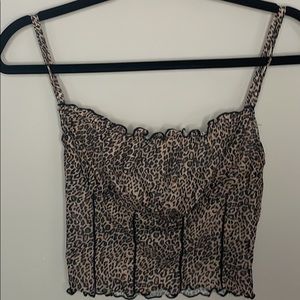 SHEIN small mesh spaghetti strap tank top leopard print